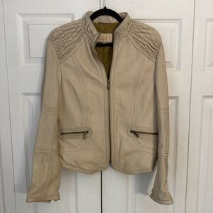 Wilsons Leather Women's Cream Beige Leather Jacket Large